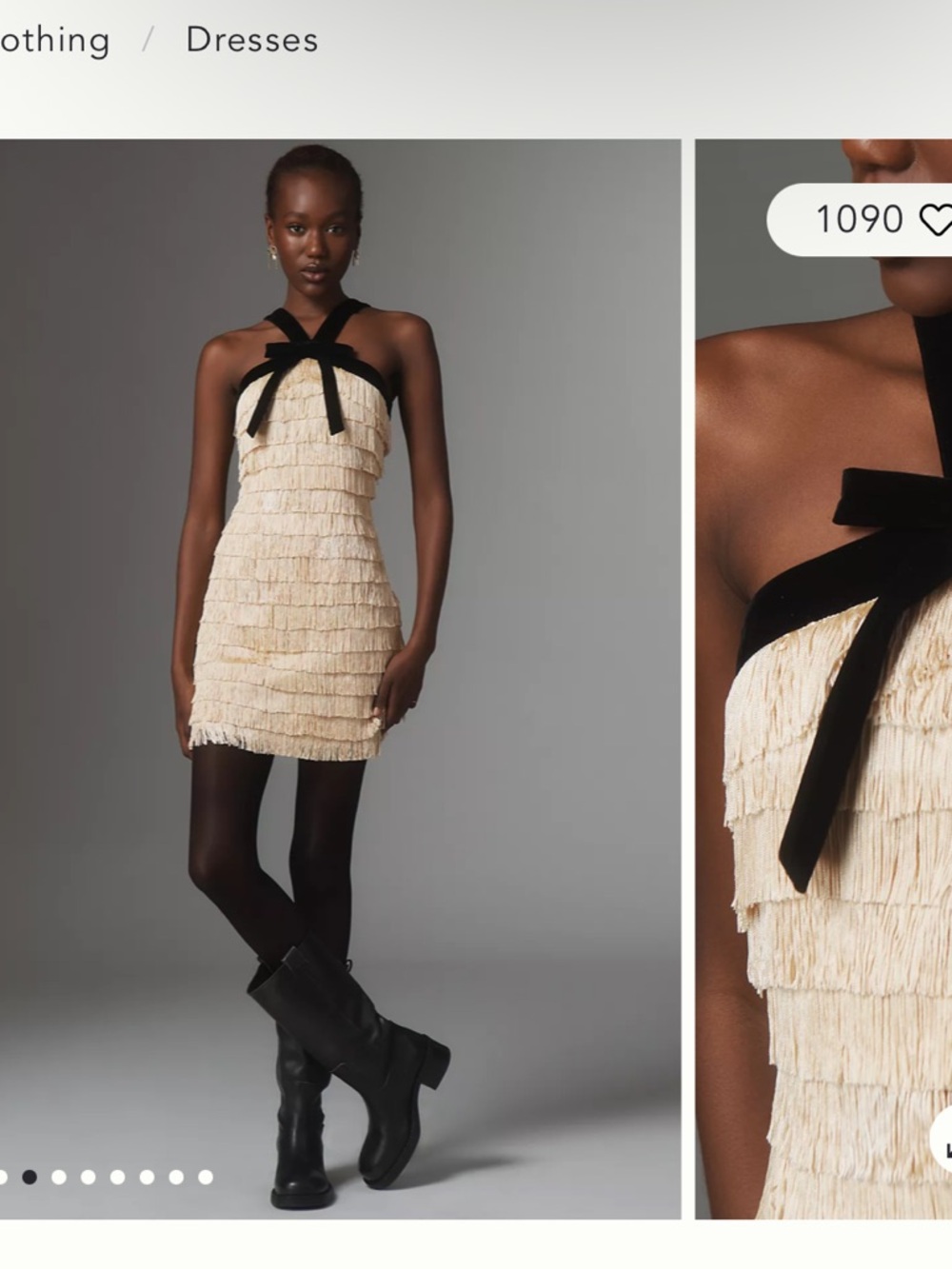 Anthropologie fringe bow mini dress - Picture 2 of 4